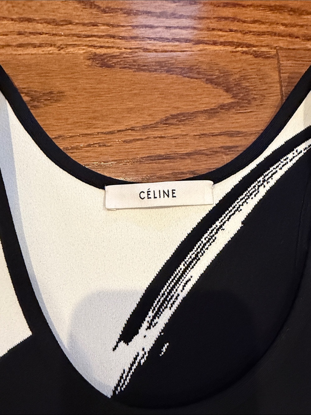 Celine Runway Black and Cream Abstract Brushstroke Tank Dress/Top - Picture 5 of 16